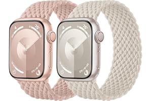 Charlam 2Pack Bracelet Tressé Compatible avec Bracelet Apple Watch 41mm 40mm 38mm Femme Homme, élastique Stretch Nylon Sport Band pour iwatch Series 9 8 7 6 5 4 3 2 1 SE Ultra