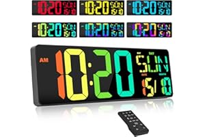 XREXS 17 Inch Large Digital Wall Clock, RGB Color Changing, Large Display Count Up/Down Timer, Adjustable Brightness Alarm Clock for Home, Gym, Office and Classroom