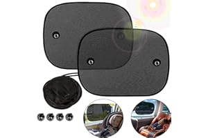 Skymico (Lot de 2) Pare-Soleil Voiture Bébé,avec Protection UV Certifiée, Pare-Soleil Auto-Adhésifs pour Enfants,PoseRapide/Facile,Sac de Rangement fourni,Taille 44 cm x 36 cm(Noir)