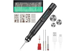 CALAMAANS USB Rechargeable Engraving Tool Kit, Electric Engraving Pen, Mini DIY Engraver Pen Rotary Tool for Carving Glass Wood Metal Stone Plastic Nails Jewelry (Black)
