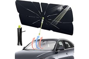 TUTUKYLE Pare Brise de Voiture, Protection Contre Les UV et la Chaleur Pare-Soleil pour Voiture, Pare-Brise Rotatif à 360° Conception Pliable Pare-Soleil pour la Plupart des Voitures SUV（31 * 57 Pouces）