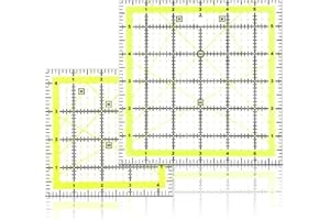 FAVSON 2PCS Quilting Ruler, Square Sewing Acrylic Ruler Anti-slip, Universal Ruler 15cm x 15cm; 11cm x 11cm Transparent With Double Coloured Grid Lines ideal for Quilting, Craft & Sewing, Patchwork