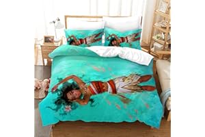 Fgolphd Moana bettwäsche-Set,Kinderbettwäsche 3D-Digitaldruck Polyester,Allgemein für Erwachsene und Kinder (1,Single 135×200CM)