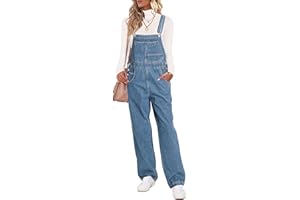 Vetinee Womens Denim Dungarees Loose Fit Wide Leg Bib Stretch Baggy Jeans Jumpsuit Overalls Y2K Comfy