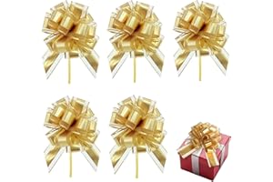 Rakiuty Lazos De Navidad con Lazo para Regalo,Lazos Decorativos para Navidad,Lazos Decorativos Boda,Lazos Regalos Grandes,Lazo De Regalo para Navidad,Año Nuevo,Acción De Gracias,5 Piezas (Dorado)