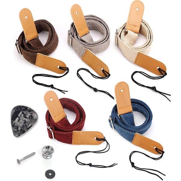Alnicov Boutons De Sangle Pour Guitare Et Ukulélé - 2 Pièces En Cuir Synthétique Noir - Fixation Facile