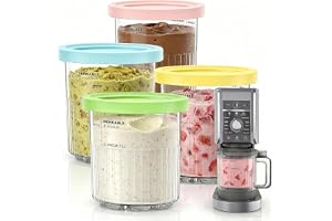 NSXVIA 4-pack glassbehållare för Ninja Creami Deluxe NC501 & NC500, 710 ml (24 oz) reservkopp med läckagesäkert lock, BPA-fri