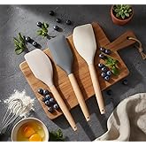 Silicone Narrow Stripping Spatula with Deconox Bamboo Handle, Bamboo Long Silicone Narrow Spatula 27cm with 3 Color Options (TABA)