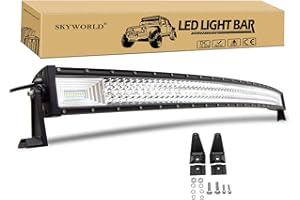 ‎SKYWORLD SKYWORLD 52 Zoll 130cm 675W Led Arbeitsscheinwerfer Bar Gebogen, 12V 24V Zusatzscheinwerfer Auto LED Arbeit Licht Bar Wasserdicht Lightbar für Auto SUV Offroad ATV LKW Traktor Fahrzeuge 4x4