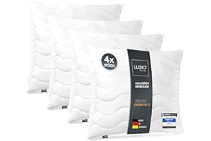 LILENO HOME Poduszka z wypełnieniem 45 x 45 cm, zestaw 4 szt. – pikowana poduszka wewnętrzna 45 x 45 cm dla alergików – poduszka z mikrofibry jako poduszka na sofę, poduszka dekoracyjna i poduszka na kanapę, nadaje się do prania w temperaturze 40°C