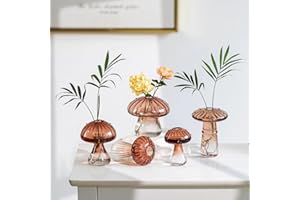 Hewory Vase en forme de champignon : station de propagation marron pour décoration de chambre Cottagecore, joli terrarium hydroponique pour décoration de table, cadeaux de Noël, centre de table