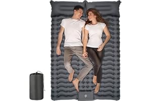 FEAHRZEUG Self Inflating Camping Mat With Built-in Pump Ultralight Inflatable Sleeping Mat with Pillow Lightweight Double Roll Camping Mattress for Hiking Backpacking Outdoor (Double-grey)