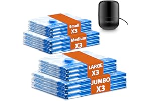 Monvane - Bolsa de almacenamiento al vacío y bomba eléctrica, 12 unidades – 3J 3L 3M 3S, funda para ropa de cama, ropa, edredones, colchones y viajes