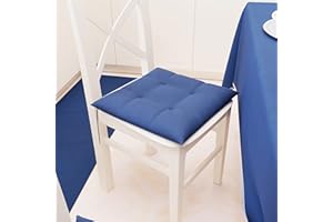 PETTI Artigiani Italiani - Cuscini per Sedia Cucina, Set 6 Cuscini per Sedie Cucina, Coprisedie Cucina in Cotone con Laccetti, Blu, 100% Made in Italy