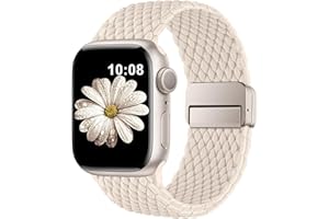 AMSKY Tressé Elastique Compatible avec Bracelet Apple Watch Se 40mm 44mm 42mm 46mm 41mm 45mm 38mm Femme Homme, Nylon Sport Bracelet avec Boucle Magnétique pour Serie 11 10 9 8 7 6 5 4, SE 3 2 1