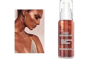 NEXOLLA Body Oil Shimmer, Shimmer Lotion Pour Le Corps, Illuminateur De Teint, Highlighter Maquillage Liquide, Hydratation et éclat à l'épreuve de l'eau pour le Visage et le Corps, Brun Doré