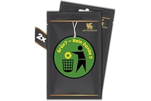 ‎R&M ORIENT 2er Set Grün? - Nein Danke! – Duftbaum – Grünen Politik – Luftfrischer – automatischer Duftspender fürs Auto lustig tuning – Car Air freshener – Duftanhänger (GREEN APPLE)