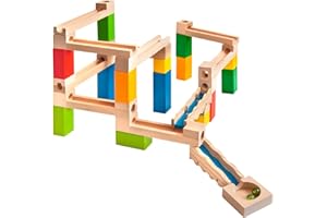 Eichhorn-Kugelbahn-Bausatz-100002023 Gran Pista, Incluye 2 funcionales, columnas, Bolas, rieles, Bandeja colectora, conexión, 35 Piezas. Material Abedul, Madera de Pino, Color carbón (100002023)