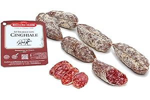 Antica Macelleria Falorni, Le Salsicce Stagionate con Cinghiale Toscano, salume artigianale d'eccellenza 100% italiano, fila da 6, 250 gr ca