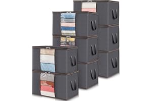 Lifewit 8-Pakowa Torba do Przechowywania Ubrań, Torby do Przechowywania na Ubrania, Koce, Kołdry, Składany Schowek na Ubrania ze Wzmocnionym Uchwytem, Solidny Zamek Błyskawiczny, 60L, Szara