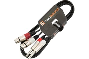 VisioSound 2 x Female XLR to 2 x 6.35mm 1/4" Mono Jack Twin Lead/Audio Signal Patch Cable 1.5m
