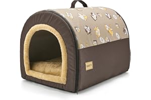 Jiupety Cuccia Cane Interno Taglia Media Grande, 2 In 1 Casetta per Cani, Taglia XL per Cani di Taglia Media, Casetta Portatile per Cani di Taglia Media, Marrone