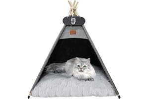 Whiwhi Tenda per Animali Cuccia Domestici Con Cuscino Peluche Lusso Casetta per Cani e Gatti Gatti Casetta da Gioco 70x70x80cm