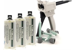 Ber-Fix 5 Min Epoxidharz Kleber EXPRESS 3x 50g Kartusche + Pistole + 10 Spitzen 2k Kleber echter Epoxy Kleber 2 Komponenten Kleber Kunststoff Metall Glas Stein Beton Holz
