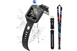JOVELL Kinder-Smartwatch-Telefon, Kinder GPS Telefon Uhr 4G 360° Drehbarer HD-Touchscreen Kinder Smartwatch 4G WiFi Videoanruf Musik Player SOS Anti-Lost für Jungen Mädchen (Schwarz+Ersatzarmband)