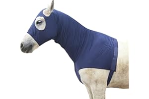 Leberna Horse Stretch Hood Without Ears Snug Fitting Hood with Zip Closure Covers Face, Shoulders, Mane, Chest and Withers Perfect for Show/Event Preparation