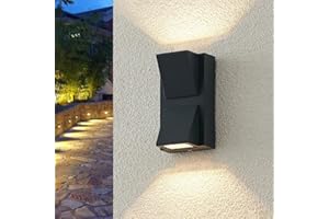 Comely Applique da Parete Esterno Interno, IP65 Impermeabile Lampada da Parete 6W, Angolo Regolabile Nero Applique LED Esterno in Alluminio per Giardino Corridoio Ingressi, Luce Bianco Caldo 3000K