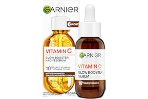 ‎GARNIER Garnier SkinActive Vitamin C Glow Booster Nachtserum: 10% pures Vitamin C & Hyaluronsäure für strahlende, glatte Haut. Regeneriert im Schlaf, mildert Linien & Pigmentflecken. Vegan & nachhaltig.