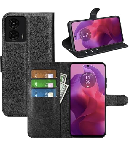 ILING Flip Hülle Für Motorola Moto E14/G24/G04 – PU Leder Mit Kartenfächern, Ständer & Magnetverschluss – RFID-Schutz