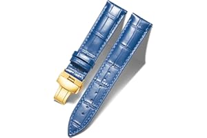 BINLUN Cinturino in vera pelle di vitello ricambio Cinturini in alligatore per Unisex con fibbia azionamento farfalla Argento/Oro/Oro Rosa 12mm 13mm 14mm 16mm 17mm 18mm 19mm 20mm 21mm 22mm 23mm 24mm