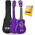 3rd Avenue Soprano Ukulele Beginner 21 Inch 4 Nylon Strings with Free Uke Bag – Purple – FREE 1 Month Online Lessons