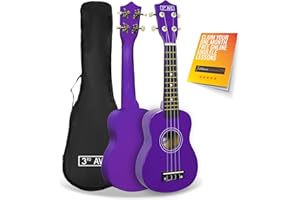 3rd Avenue Soprano Ukulele Beginner 21 Inch 4 Nylon Strings with Free Uke Bag – Purple – FREE 1 Month Online Lessons