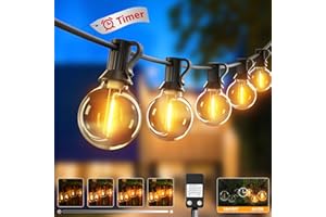 btfarm 36M/120FT Outdoor Festoon Lights Mains Powered【Timer & Dimmable】50+3 LED Garden String Lights with Shatterproof G40 Bulbs,Waterproof Indoor Outside Lights for Yard Wedding Christmas Patio Party