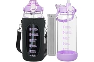 Seekua 1.5l Glass Water Bottle with Straw & Time Markings 1.5 litre Tea Bottle with Infuser for Loose Leaf Tea, Cold Brew Coffee