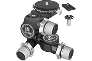Tête de trépied à 3 Voies, tête de trépied à Engrenages ARTCISE avec Plaque QR de Type Arca et Plaque QR de Type Arca panoramique à 360 °, Micro-Ajustement millimétrique, Charge maximale 6 kg