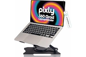 ‎PIXLY pixly Laptop Ständer 360° drehbar - Höhenverstellbarer Laptop-Halter - Ergonomischer Notebook-Ständer für Home-Office & Schreibtisch; Universell für 11-17,4 Zoll Notebooks & Tablets