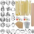 100 Pcs Polymer Clay Cutters Set, AIFUDA 49 Shapes Clay Earring Cutters with 51 Earrings Accessories for Polymer Clay Earrings Jewelry Making, Pink
