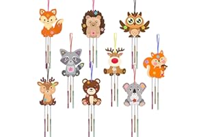 HONMOK 9 Stück Tiere Windspiel Bastelset Kinder Herbst Tier Windspiele Basteln Igel Eule Fuchs Klangspiel Bastelhandwerk zum Bemalen DIY Holz Herbstdeko für Jungen Mädchen Geschenke Wohndeko