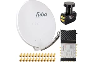 Premium X Satelliten-Komplettanlage Fuba DAA 850 G Satellitenschüssel Alu Grau 5/8 Multischalter Quattro LNB 24x F-Stecker, 1 SAT 8 Teilnehmer
