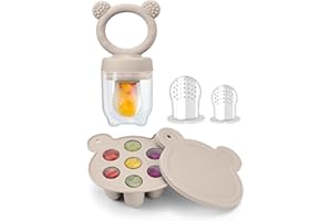 WeSweet Baby Fruit Feeder, Silicone Fruit Feeder for Breast Milk, Popsicles, Freezer Moulds for Baby Teething and Self Feeding for Expecting Moms (Grey Set)