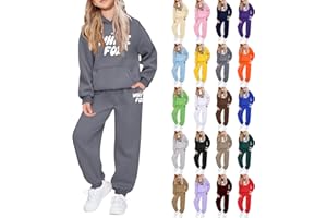 GENERIC Kids Tracksuit Full Set UK 2 Piece Oversizedoutfit - Kids Tracksuit Set UK 2 Piece Boys Girls with Trendy Letter Printed Long Sleeve Hoodie and Trackpants Athletic Wear for Children