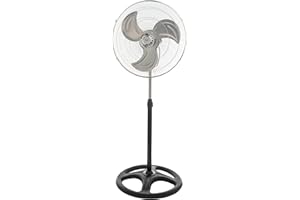 WeGeek, Ventilador de pedestal, 60W, 3 velocidades, base ultra estable, aspas de aluminio
