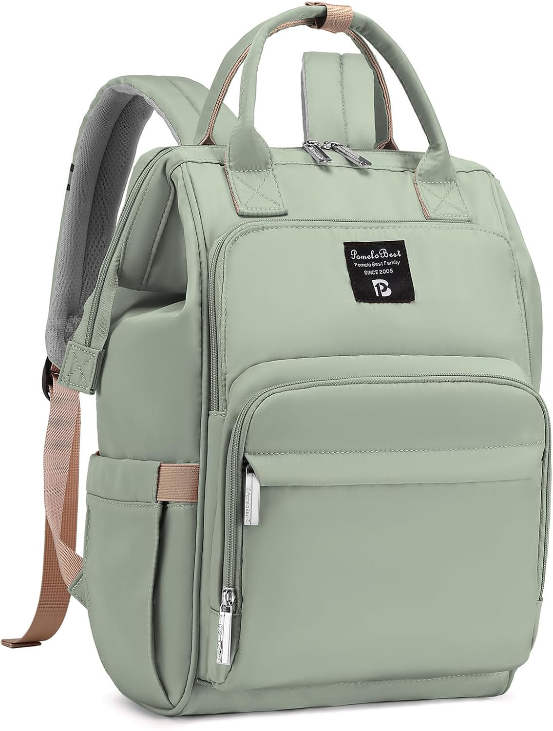 Pomelo Best Baby Changing Backpack Stylish Multifunctional Large Nappy Baby Bag with Changing Mat and Stroller Straps
