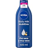NIVEA Body Milk Nourishing (1 x 400ml) Body Milk Moisturizing 72h Body Cream with Almond Oil and Hyaluronic Acid for Dry Skin
