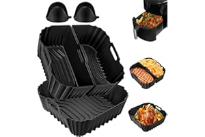 DICTIEN Molde Silicona Freidora de Aire para Cecotec 6L, 5 Piezas Silicona Air Fryer Freidora sin Aceite Accesorios Esenciales Reutilizables Recipientes Cuadrado sin BPA, Lavable a Máquina