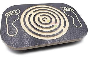 BJNCDIO Balance Board Holz für Kinder und Erwachsene, Wackelbrett Gleichgewichtstrainer, Board für Yoga und Übung, Balancierbrett mit integrierten Kugellabyrinth für Interaktive Familienspiele